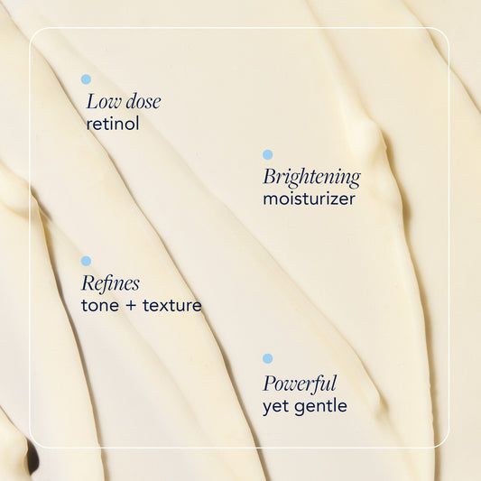 AGELESS+ retinol repair crème texture with benefit callouts